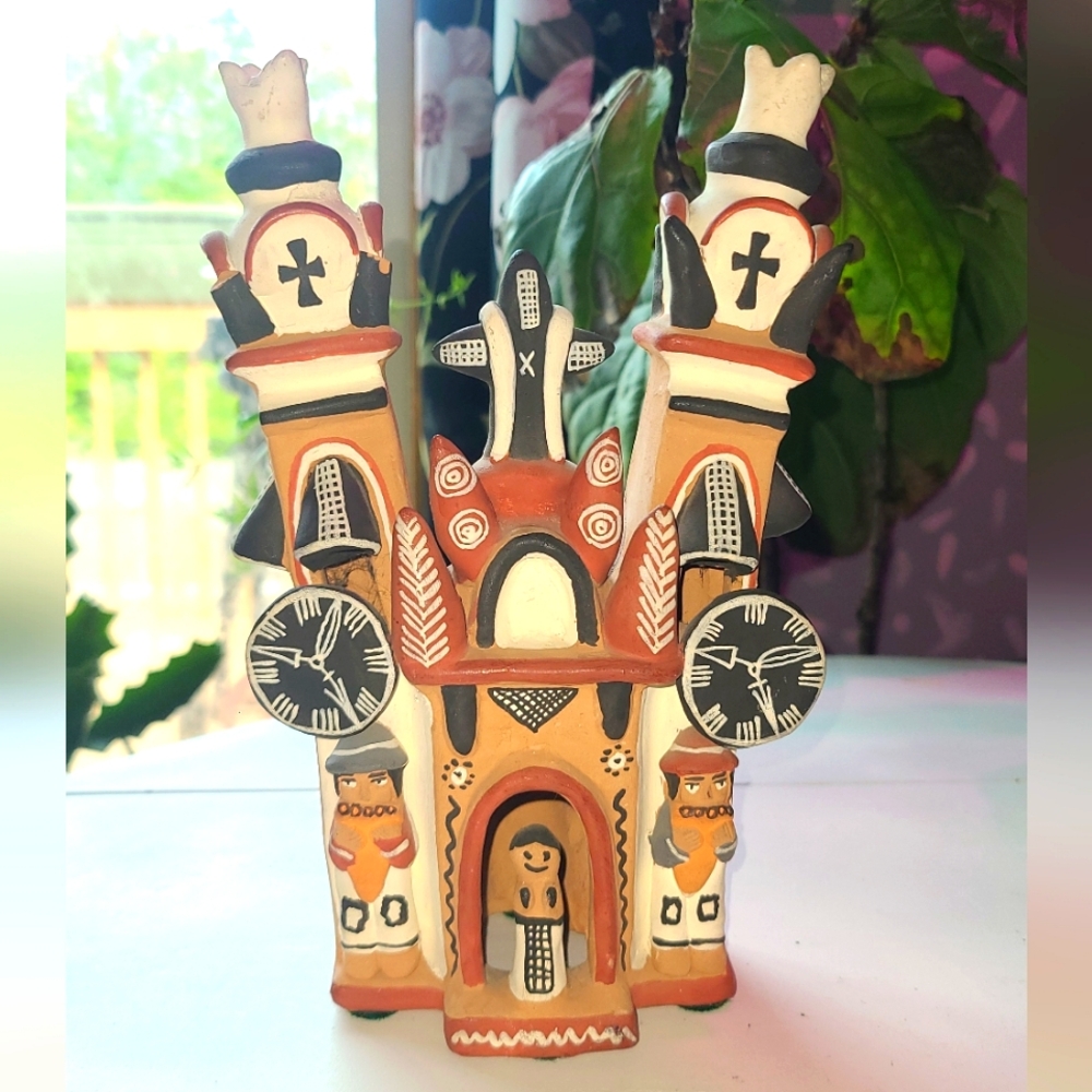Vintage Peruvian Clay Mission Church Figure